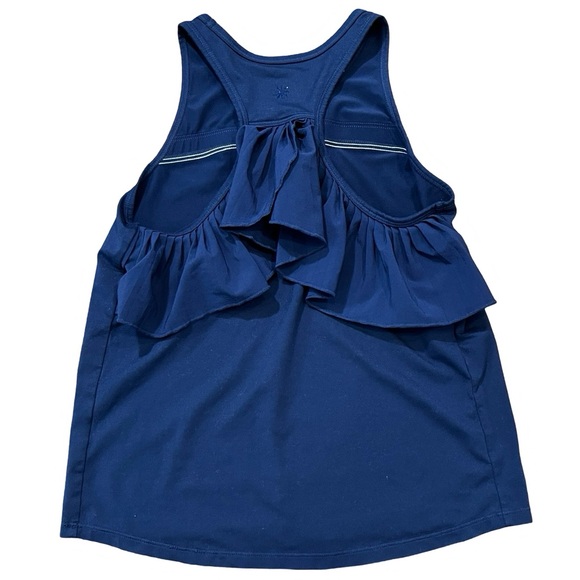 💙💛 Athleta Girl Tank | Navy Blue, with Ruffles | Medium | Size 8-10 - Picture 2 of 8